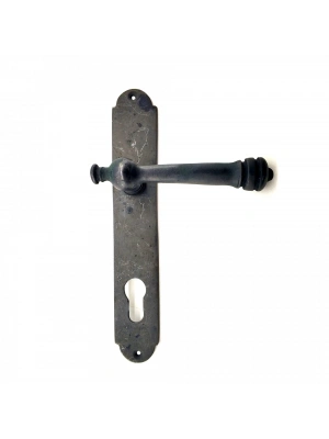 Antika Tarz Dekoratif Pirinç Taşra Yale Kapı Kolu - 220x35 Mm, Oksit