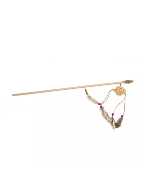 Aquael Ecomfy Toy Gaia Rod Tüylü Ahşap Kedi Oltası Oyuncağı 50 Cm