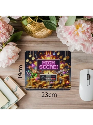 Arcade Temalı Işıltılı Mousepad Tasarımı - 19x23 cm 2 mm Dikdörtgen İthal Baskılı Mouse Pad