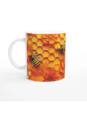 Arı Petek Baskılı Kupa Bardak