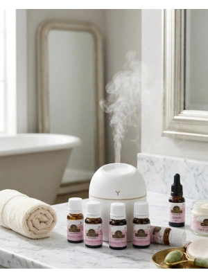Aromaterapi Hava Nemlendirici USB Çalışan Sessiz LED Işıklı Cihaz 5 Esans Hediyeli