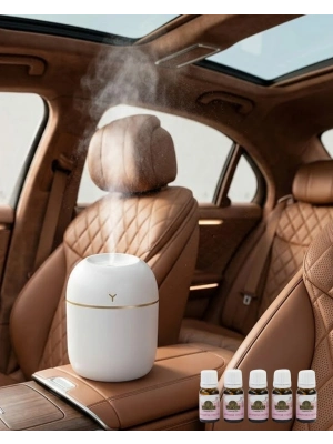 Aromaterapi Özellikli Mini Hava Nemlendirici 5 Esans Hediyeli LED Işıklı Difüzör