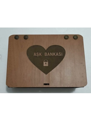 Aşk Bankası Ahşap Hediye Kutusu Sevgiliye Hediye