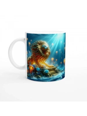 Aslan Burcu Baskılı Kahve Kupası - Astral Denizaltı Dünyası Vs4