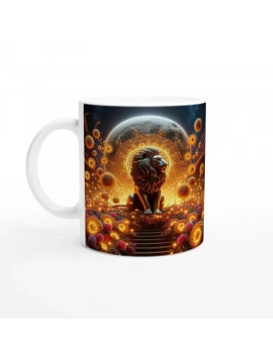 Aslan Burcu Baskılı Kahve Kupası - Ay ışığında Zodyak Bahçesi Vs1