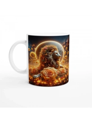 Aslan Burcu Baskılı Kahve Kupası - Ay ışığında Zodyak Bahçesi Vs4