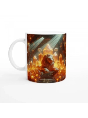 Aslan Burcu Baskılı Kahve Kupası - Büyülü Kristal Mağarası Temalı Vs3