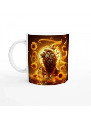 Aslan Burcu Baskılı Kahve Kupası - Elementsel Doğa Krallığı Temalı Vs3