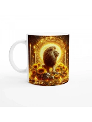 Aslan Burcu Baskılı Kahve Kupası - Elementsel Doğa Krallığı Temalı Vs4