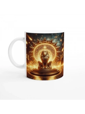 Aslan Burcu Baskılı Kahve Kupası - Galaktik Taht Odası Temalı Vs3