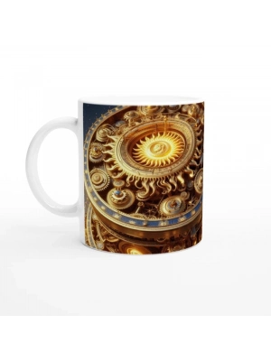 Aslan Burcu Baskılı Kahve Kupası - Zamanın Çarkları Astroloji Mekanizması Vs2