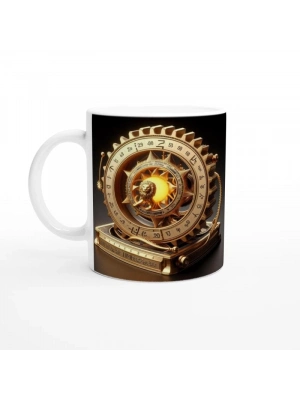 Aslan Burcu Baskılı Kahve Kupası - Zamanın Çarkları Astroloji Mekanizması Vs3