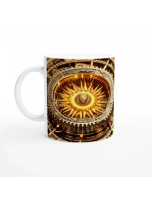 Aslan Burcu Baskılı Kahve Kupası - Zamanın Çarkları Astroloji Mekanizması Vs4
