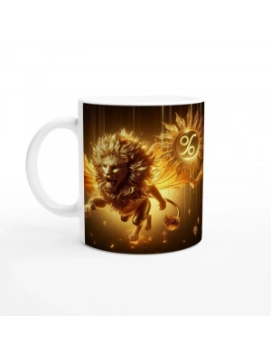 Aslan Burcu Baskılı Kahve Kupası - Zodyak Maskeli Balo Vs1