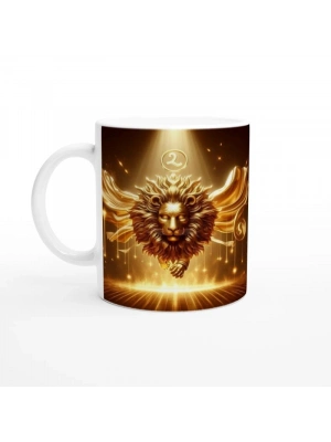 Aslan Burcu Baskılı Kahve Kupası - Zodyak Maskeli Balo Vs4