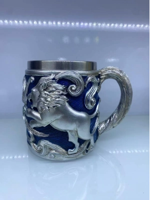 Aslan İşlemeli Çelik Kupa Bardak Kod 6974