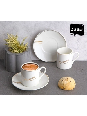 Atatürk İmza Tasarımlı Porselen 2li Kahve Seti