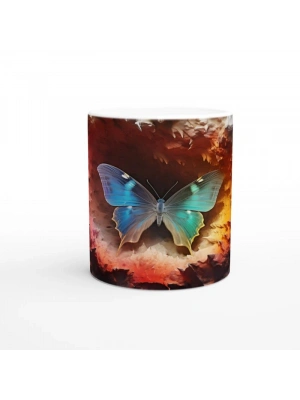 Ateş Çemberinden Doğan Mavi Kelebek Temalı Baskılı Kupa Bardak