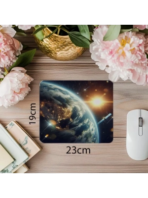 Atmosfer Işıltılı 3D Yeryüzü Mousepad - 19x23 cm 2 mm Dikdörtgen İthal Baskılı Mouse Pad
