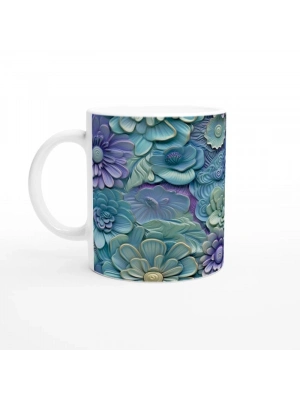 Ay Işığı Bahçesi Çiçek Desenli Kupa Bardak