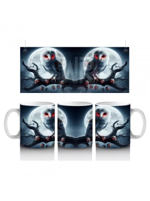 Ay Işığında Sırt Sırta Vampir Kadınlar Figürlü Gotik Cadılar Bayramı Baskılı Kupa Bardak