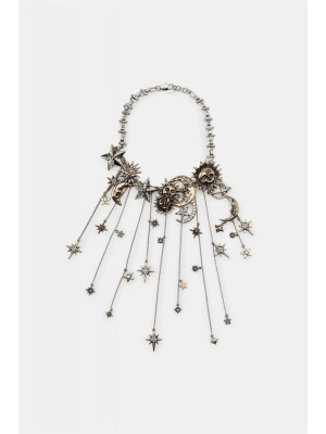 Ay ve Yıldız Uçlu Metal Kolye - Altın