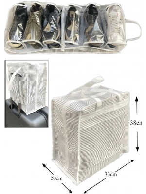 Ayakkabı Saklama Ve Taşıma Çantası (çizgili Model) Shoe Tote