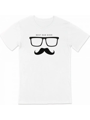 Babalar Günü Hediye Baba Temalı Baskılı Oversize Bisiklet Yaka T-shirt - Beyaz