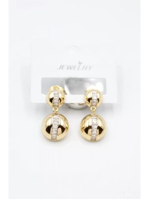 Baget Taşlı Küpe - Altın