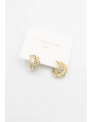 Baget Taşlı Küpe - Altın