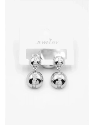 Baget Taşlı Küpe - Gümüş