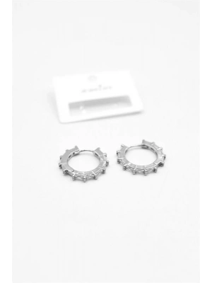 Baget Taşlı Küpe - Gümüş