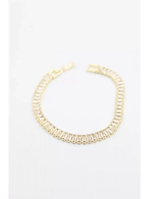 Baget Taşlı Su Yolu Bileklik - Altın