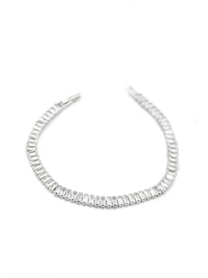 Baget Taşlı Su Yolu Bileklik - Gümüş