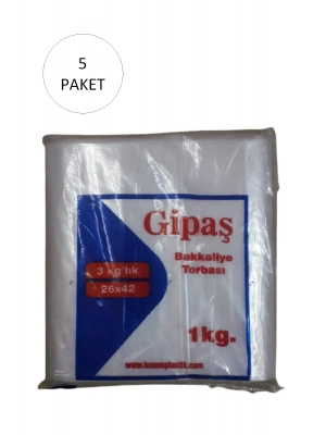 Bakkaliye Naylon Torba 3kg lık 26x42 cm 5 Paket (Takriben 825 Adet)