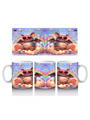 Bal Kabağı Giyimli Sevimli Canavar Figürlü Renkli Cadılar Bayramı Baskılı Kupa Bardak