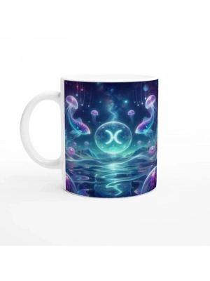 Balık Burcu Baskılı Kahve Kupası - Astral Denizaltı Dünyası Vs3