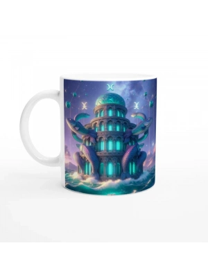 Balık Burcu Baskılı Kahve Kupası - Burçlar Krallığı Şatosu Vs4