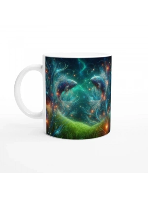 Balık Burcu Baskılı Kahve Kupası - Elementsel Doğa Krallığı Temalı Vs1