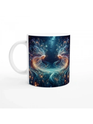 Balık Burcu Baskılı Kahve Kupası - Elementsel Doğa Krallığı Temalı Vs4