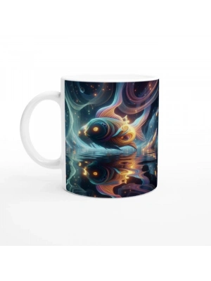 Balık Burcu Baskılı Kahve Kupası - Zodyak Maskeli Balo Vs3