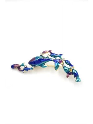Balina Sürüsü Broş - Mavi