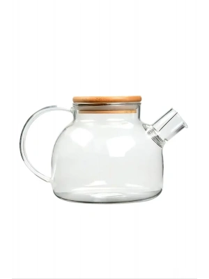 Bambu Kapaklı Borosilikat Cam Demlik 1000ml Royaleks-CM-2000