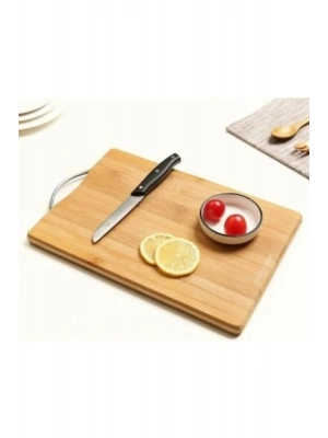 Bambu Metal Saplı Ekmek Kesme Tahtası 30x20x1,8 Cm Royaleks-67459