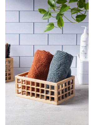Bambu Organizer Büyük Dolap İçi Düzenleyici Sepet 18x26 cm