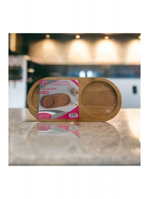 Bambu Yağdanlık Altlığı 2 Bölmeli Royaleks-ALK-1523