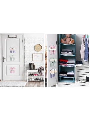 Banyo Terlik Tutucu - Kapı Arkası Pratik Raf - Terlik Tutucu Gri