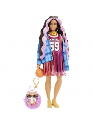 Barbie Extra - Ekose Ceketli Basketbol Formalı  Bebek, Corgi Cinsi Köpek No:13 - GRN27-HDJ46