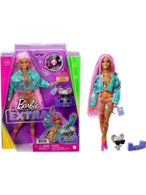 Barbie Extra Pembe Örgü Saçlı Bebek No:10 - GRN27-GXF09