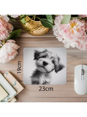 Baş Eğmiş Sevimli Yavru Köpek Mousepad - 19x23 cm 2 mm Dikdörtgen İthal Baskılı Mouse Pad